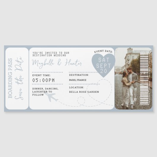  Destination Wedding Boarding Pass Plane Ticket  (Voorkant)