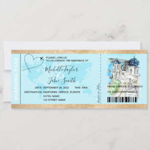 Destination Wedding Boarding Pass Santorini Grieke Kaart