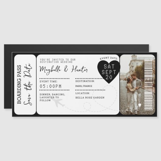 Destination Wedding Boarding Pass Ticket QR Code (Voorkant / Achterkant)