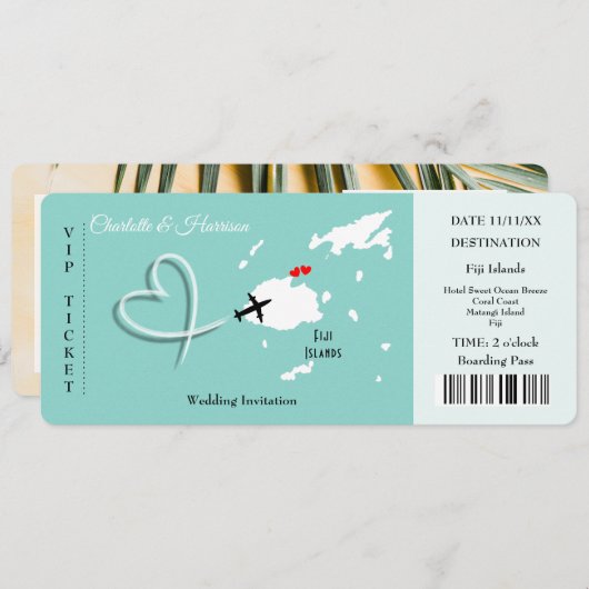 Destination Wedding Fiji Ticket Kaart (Voorkant / Achterkant)