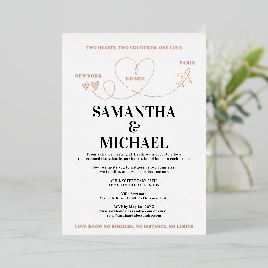 Destination Wedding Invitation | Airplane Heart (Debout devant)