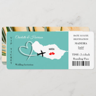 Destination Wedding MadeiraTicket Boarding Pass Kaart