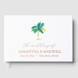 Destination Wedding Minimal Waterverf Palm Tree Gastenboek