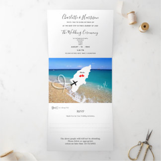 Destination Wedding Rhodes Greece Ticket Drieluik Uitnodiging