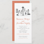 Destination Wedding Seattle Skyline Uitnodiging (Voorkant / Achterkant)