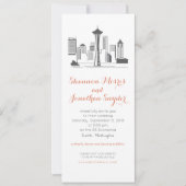 Destination Wedding Seattle Skyline Uitnodiging (Voorkant)