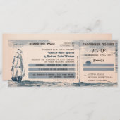 Destination Wedding Ticket Invitation Kaart (Voorkant / Achterkant)