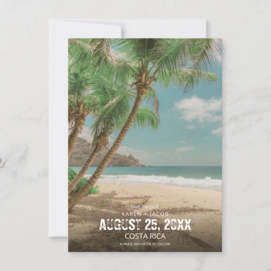 Destination Wedding Tropical Beach Save the Date  (Voorkant)