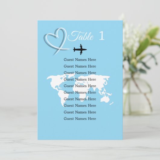 Destination Wedding Wereldkaart Tafel Plan Kaart (Staand voorkant)