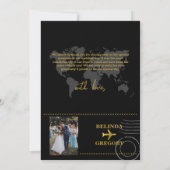 Destination Wedding World Passport Black Gold Bedankkaart (Achterkant)