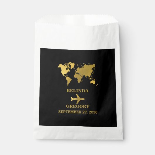 Destination Wedding World Passport Black Gold Bedankzakje (Voorkant)