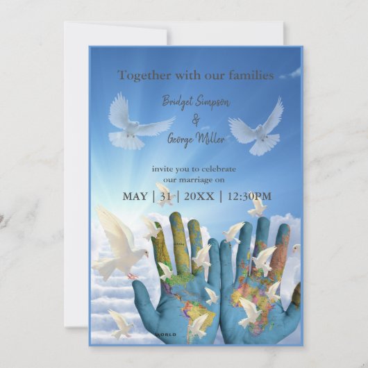 destination worldmap saint mariage invitation (Devant)