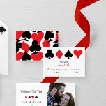 Destiny Las Vegas Wedding Carte de réponse RSVP<br><div class="desc">Parfait pour un mariage de Las Vegas dans une petite chapelle au large de la bande ou la salle de bal du plus récent super casino, cette suite de faire-part de mariage présente un motif classique de costumes de carte en noir, blanc et rouge. Pour une journée parfaite, tout ce...</div>