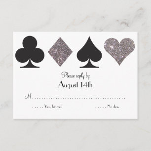 Destiny LasVegas Trouwantwoord faux zilveren glitt RSVP Kaartje