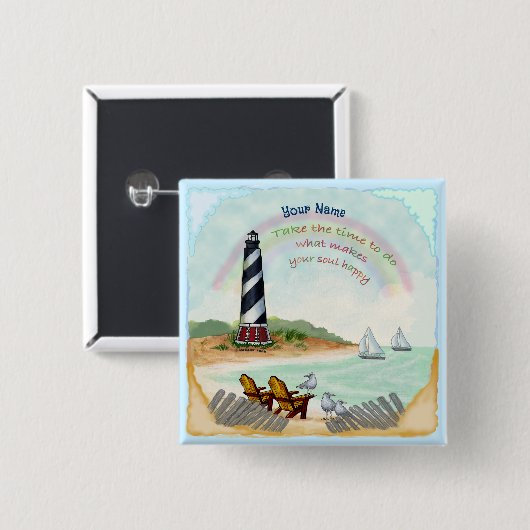 Destiny Lighthouse Vierkante Button 5,1 Cm (Voorkant /achterkant)