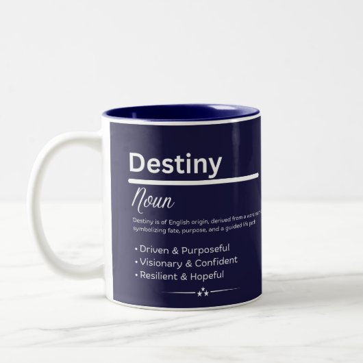 Destiny Personalized Girl Name Meaning Coffee Mug Tweekleurige Koffiemok (Links)