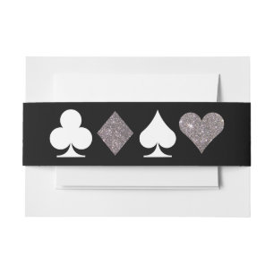 Destiny Vegas Nodig Faux Silver Glitter Bellyband  Uitnodigingen Wikkel