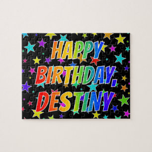 "DESTINY" voornaam, geun "HAPPY BIRTHDAY" Legpuzzel