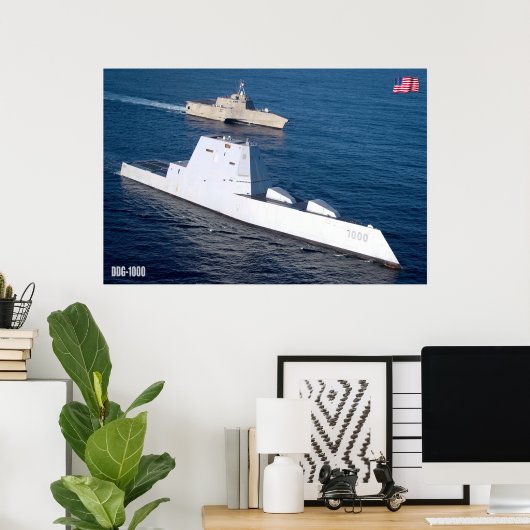 DESTROYER MET GIDDELDE MISSIE - DDG-1000 POSTER (Thuiskantoor)