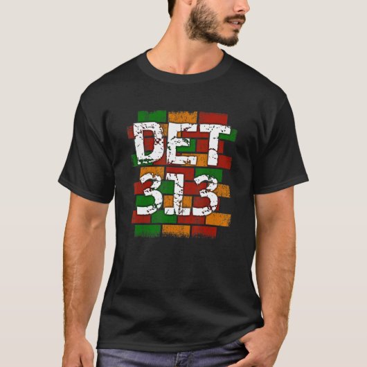 DET 313 Detroit Area Code Graffiti T-shirt (Voorkant)