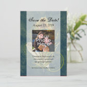 Détail artistique Paon Mariage 5x7 Save the Date (Debout devant)