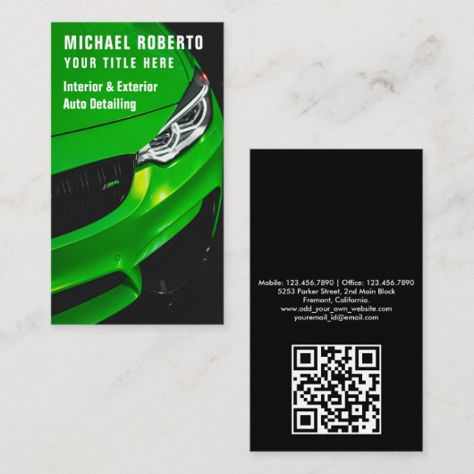 Détail automatique Nettoyage Carte de visite de ré (Devant / Derrière)