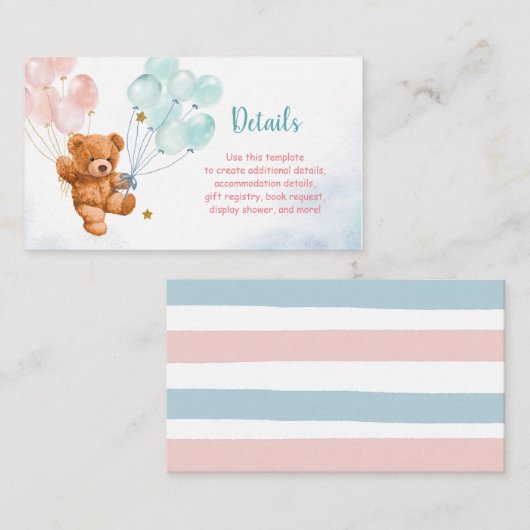 Detail Card Beer Gender onthullen Roze en Blauw Informatiekaartje (Voorkant / Achterkant)