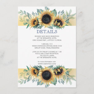 Détail Carte Invitation Ensemble Tournesol et Bleu