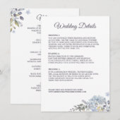 Détail de mariage Menu Combo Fleurs Bleu Poussiére (Devant / Derrière)