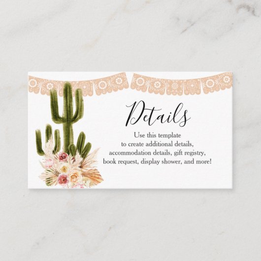 Detail Kaart Boho Cactus Taco over Love Pampas Gra (Voorkant)
