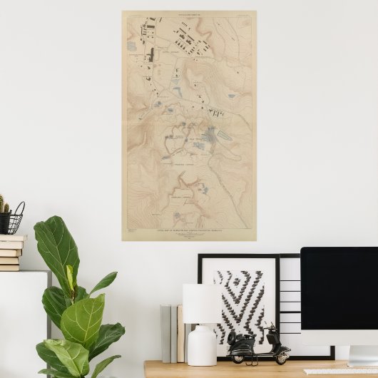 Detail Map van Mammoth Hot Springs Poster (Thuiskantoor)