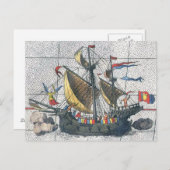 Detail Ortelius Map Magellan Ship Victoria Briefkaart (Voorkant / Achterkant)