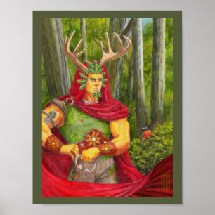 Detail-portret van de Keltische eikenkoning Poster