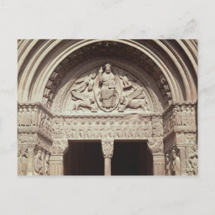 Detail van de buitenzijde van de kerk waarop de briefkaart