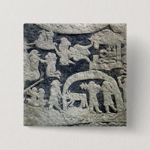 Detail van de legende van Valhalla Vierkante Button 5,1 Cm