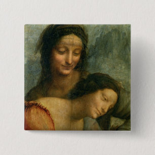 Detail van de Maagd en St. Anne van de Maagd Vierkante Button 5,1 Cm