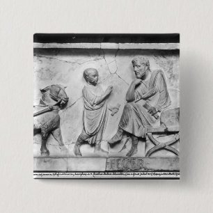 Detail van de sarcofaag van Cornelius Vierkante Button 5,1 Cm