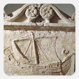 Detail van de Ship Sarcophagus uit Sidon Vierkante Sticker