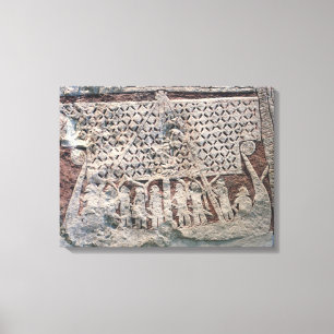 Detail van een afbeelding steen met een Viking Canvas Afdruk