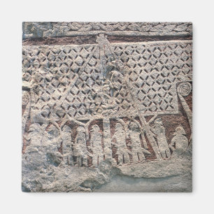Detail van een afbeelding steen met een Viking Magneet