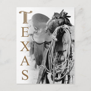 Detail van een Cowboy-zadels in Texas Briefkaart