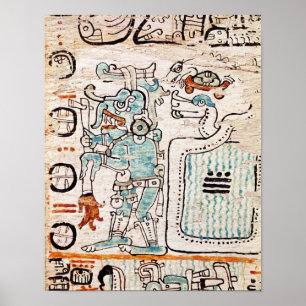 Detail van een Mayaanse codex Poster