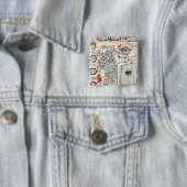 Detail van een Mayaanse codex Vierkante Button 5,1 Cm (In situ)