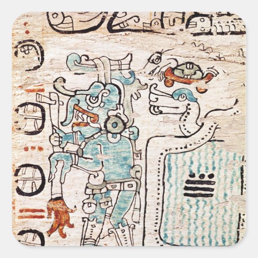 Detail van een Mayaanse codex Vierkante Sticker (Voorkant)