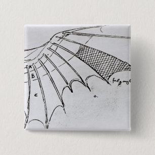 Detail van een mechanische vleugel vierkante button 5,1 cm