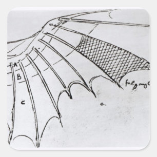 Detail van een mechanische vleugel vierkante sticker