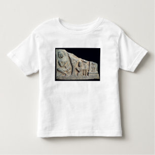 Detail van een reliëfbries die een zitplaats weerg kinder shirts