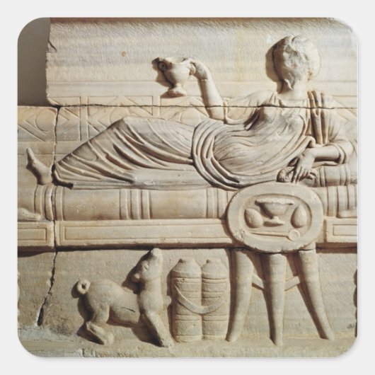 Detail van een sarcofaag vierkante sticker (Voorkant)