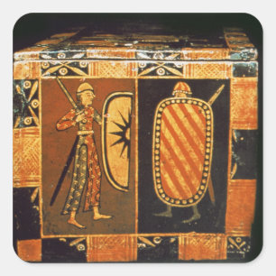 Detail van een trouwborst vierkante sticker