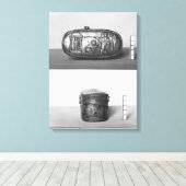 Detail van het deksel van een pyxide canvas afdruk (Insitu (Houten vloer))